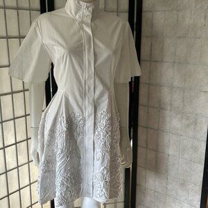 Samuel Dong White Cotton Dress with Soutache Details